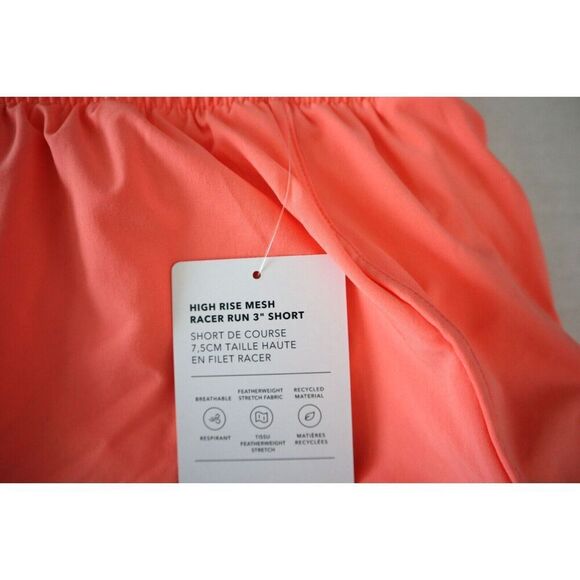 Athleta 988238052 Women's Sz 2XS Coral/Orange High Rise Mesh Racer Run 3” Shorts - Picture 4 of 11